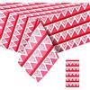 POPOYU Tovaglia per San Valentino, 130 x 220 cm, rosso e bianco, cuore e strisce, impermeabile, leggera, tovaglia rettangolare in plastica, per feste, matrimoni, anniversari, decorazioni da tavola di