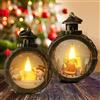 Mecctuck - Lanterna a Palla di Neve Natalizia Vintage, Confezione da 2, Candele Senza Fiamma, Oggetto Decorativo, Plastica & Acrilico, Stile Retrò