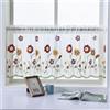 Devola Tenda in stile rustico, motivo floreale ricamato, tenda da bistrò, moderna, piccola tenda per finestra da cucina, tenda corta (altezza x larghezza), 60 x 90 cm, fiori rossi, confezione da 1