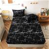 Chickwing Chickw11 Lenzuolo sotto con Angoli Singolo Matrimoniale, Nordico Stampa Microfibra Lenzuolo profondità 30cm ed Elastic per Letto Singolo Doppio Piazza e Mezza (Marmo Nero,120x200+30cm)