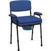 HOMCOM Sedia Comoda 5 in 1 per Anziani e Disabili, Sedia WC e Sedia per Doccia, Altezza Regolabile e Secchio Rimovibile, Capacità Peso 136 kg, 63x54x86-102 cm, Blu