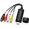 Vinmooog Convertitore vhs in digitale, Scheda di acquisizione video USB 2.0 Hi8 VHS to DVD, digitalizzazione audio-video, convertitore da VHS a USB Per PC, Video, DVD, Windows XP 10/8/7