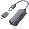 RUXELY Adattatore USB a Ethernet,USB 3.0 a RJ45 Gigabit Ethernet LAN con OTG,Adattatore di Rete Ethernet a USB C 1000Mbps per MacBook,Mi Box,Surface,PC,Laptop con macOS,Win 11/10, Linux