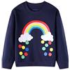 Dinopjs Felpa per bambine in cotone arcobaleno unicorno maglietta per bambini a maniche lunghe vestiti per bambini di Natale pullover t-shirt per 3-8 anni, Blu profondo, 8 anni
