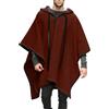 Duohropke Mantello in lana da uomo, tinta unita, poncho con cappuccio, in stile vintage, etnico, con cappuccio, invernale, lungo, per cosplay, con cappuccio, stile retrò, cowboy, vino, S