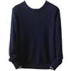 Generic Maglione da uomo in 100% cashmere di visone tinta unita pullover girocollo a maglia maglione a maniche lunghe, blu navy, L