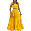 Generic Gonna a maturo, alla moda, sexy, sexy, alla moda, casual, gonna lunga, set da donna in tulle con pizzo, giallo., S