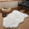 HLZDH, Tappeto, in pelle di pecora, agnello sintetico, pelliccia sintetica decorativa, super soffice, pelo lungo, effetto pelliccia, per divano/letto, bianco, 90 x 60 cm