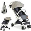 RELAX4LIFE Passeggino Pieghevole Leggero per Bambini, con Parapioggia Reclinabile, Portabevande, Cinture a 5 Punti, Schienale Regolabile, Cestino Portaoggetti, Cesta Inferiore, per 0-3 Anni(GRIGIO)