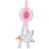 baby idea BabySanity - Fiocco Nascita Bimba Perfetta Per Interno ed Esterno Coccarda nascita in Tulle con Cicogna Nascita Rosa dimensioni 45x20 Cm (Cicogna Misura Piccola)