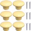 NAKUPENDA 6 pomelli per mobili, rotondi, in ceramica, per armadio, in ceramica, per cameretta dei bambini, cucina, armadi, libreria (giallo chiaro)