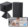 EZVIZ 4G LTE 2K Telecamera WiFi Interno, Telecamera a Batteria Power Bank, Audio Bidirezionale, Rilevamento di Persone, Registrazione Time-Lapse, Modalità AOV, Senza Fili, CB2 Kit Nero