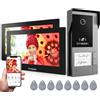 TMEZON Videocitofono Wifi Smart Bifamiliare con due Monitor Touchscreen M790,1080P Citofono Esterno con Telecamera,APP/Carta RFID Unlock, per 2 famiglia