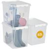 SmartStore Scatole di stoccaggio grandi da 52L con Coperchi - Set di 3Impilabili e Sovrapponibili - Garanzia di 10 Anni - Sicure per Alimenti - Chiusura con Clip - L50 x P39 x A41 cm