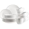 MÄSER Serie Felise, elegante pentolame da caffè per 6 persone, senza tempo, con bordo nero, porcellana, bianco