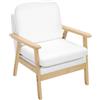WOLTU Poltrona Relax Singolo, Poltrona da Salotto in Legno Massello, Poltroncina con Sedile e Schienale in Lino per Camera da Letto, Crema, SKS51cm