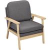 WOLTU Poltrona Relax Singolo, Poltrona da Salotto in Legno Massello, Poltroncina con Sedile e Schienale in Lino per Camera da Letto, Grigio Scuro, SKS51dgr