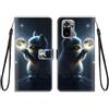 KARTXITAI Cover Compatibile con Xiaomi Redmi Note 10S PU Pelle TPU Silicone Portafoglio Magnetica con Disegni Motivo Animale Flip Custodia in Libro Slot Schede Custodia-Gatto della luna,cielo,stelle