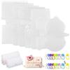 WZYTEU 7 Pezzi Pellicole Plastica Rete per Ricamo, Fogli Rete Plastica 100 Bottoni Snap Come Maglia Tela Borse Fatte a Mano/Tracolla/DIY