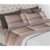 Riad Arredo Set Completo Letto in Flanella 100% Caldo Cotone Antipalline - Completo Lenzuola Morbide - Made In Italy (Quadro Beige, Matrimoniale)