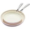 GreenLife Artizan Set di Padelle in Ceramica Antiaderente Sana da 20 cm e 26 cm, Senza PFAS, Manico in Acciaio Inox, Adatta all'Induzione, Lavabile in Lavastoviglie, Sicuro al Forno, Rosa