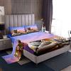 Loussiesd Set di lenzuola per letto singolo, motivo: gatto safari, per ragazzi e ragazze, morbido set di biancheria da letto con animali selvatici 3D (lenzuolo con angoli profondi + lenzuolo piano + 1 federa)