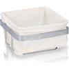 BAKAJI Cesto Portapane in Tessuto e Metallo, Cestino per Pane Quadrato, Centrotavola Dimensioni 20 x 20 x 11,5 cm Colore Bianco, Ideale per Cucina, Tavola, Lievitazione Pane, Design Minimal