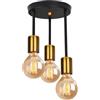 LVYY Vintage Lampada da Soffitto Industriale Plafoniera E27 in Metallo,oro/nero 3 Luci Lampadario Moderno per Soggiorno Camera da Letto,Cucina (A)