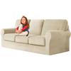 UNBBRRL Copridivano Ektorp Copri Divano in Velluto, Rivestimento Individuale del Cuscino E dello Schienale Salvadivano Lavabile Mobili Protector (Beige,3 posti 7 pz)