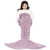 Cicilin Coperta a Forma di Coda di Sirena per Bambini, Adolescenti e Adulti, All'uncinetto Sacco a Pelo Calda Coperta Indossabile (Rosa scuro) 680g
