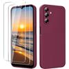 YXKJ - Cover per Samsung Galaxy A16 5G/4G con 2 Pezzi Vetro Temperato, Custodia Silicone Liquido con Morbida Microfibra, [Tocco Setoso] [Antiurto] [Antigraffio] - Prugna Viola