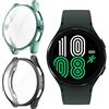 KUSINHOKA 2 Pezzi Cover per Samsung Galaxy Watch 5/Watch 4 44mm con Pellicola Protettiva, Custodia in Silicone [Antiurto] Ultra Sottile TPU Morbida [Anti-Graffio] Protezione Cover, Negro + Verde