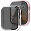 MYAPULUA 2 Pezzi Cover per Apple Watch Serie 9/8/7/SE2/SE/6/5/4 40mm 41mm 44mm 45mm,Custodia Rigida Schermo Privacy in Vetro Temperato Protezione Totale Anti-Spia,Custodia Protettiva per Apple Watch