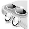 Oelrstfe Pellicola Fotocamera per iPhone 16/16 Plus,Posteriore Obiettivo Protezione Vetro Temperato,HD Trasparente Lente Schermo,Durezza 9H Anti-graffio Ultra Resistente Camera,Argento