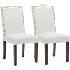 NEWBULIG Dining Chairs Set di 2, Parsons Dining Chairs Upholstered Fabric Kitchen Side Chairs with Nailhead Trim and Wood Legs for Kitchen Dining Room Living Room, Beige