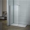 AICA Parete Doccia Walk In Vetro Temperato Trasparente Anticalcare 8 mm Con Barra Stabilizzatrice Tagliabile da 140 cm misura 110x200 cm