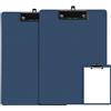 FRETONBA 2 Pezzi Portablocco A4, Cartellina Rigida con Pinza, Portablocchi in Plastica Con Ganci Retrattili, Porta Fogli A4 da Scrivania per Scuola, Ufficio e Biblioteca (Blu)