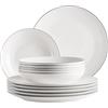 MÄSER Serie Felise, servizio da pranzo elegante, stoviglie per 6 persone, elegante, senza tempo, con bordo nero, porcellana, bianco