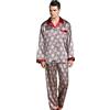 CHICHL DEBAIJIA Pigiama Uomo Pigiami Accappatoio Camicie da Notte Biancheria da Notte Seta Set Pantaloni Vestaglia Manica Lunga (Cachi Rosso-L)