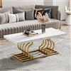 Tribesigns Tavolino Moderno, Tavolo da salotto, Tavolino da Cocktail in Finto Marmo con Struttura Geometrica, Tavolo Centrale Rettangolare, Tavolino da divano per l'home office, Bianco e Oro