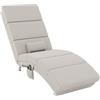 HOMCOM Poltrona lounge massaggiante e riscaldante meridienne chaise longue da interno, reclinabile con telecomando e cuscino, camera da letto, soggiorno, tessuto effetto lino crema