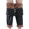 Berimaterry Jeans da donna in pile a vita alta elasticizzati jeans dritti a gamba larga pantaloni larghi con tasche invernali caldi addensati morbidi e accoglienti pantaloni foderati in pile, Grigio