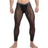 AIEOE Leggings da uomo trasparenti a rete, leggings muscolosi trasparenti, elasticizzati, ad asciugatura rapida, per palestra, allenamento, yoga, con coulisse, Nero , S
