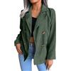 Generic Giacca in velluto a coste da donna, con bottoni, in corduroy, vintage, a maniche lunghe, per le mezze stagioni, elegante, business, ufficio, blazer, stile retrò, casual, verde, L