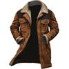 Hecatombic Cappotto Lungo Invernale da Uomo Vintage Spesso Caldo Foderato in Pile Multi-Tasche Giacca da Esterno Caldo Monopetto Giacca a Vento da Lavoro (Cammello,XL)
