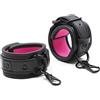 Kom Waire Manette del Sesso in Pelle Imbottite per Giochi SM, Manette Bondage per Giochi Sessuali, Manette SM per Giocattoli Sessuali in Pelle (Nero/Rosa)