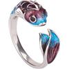 ForFox Anello Carpa Pesce Smaltato Cloisonné in Argento Sterling 925 per Donna Aperto Regolabile