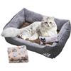 Zvn Zojne Letto per cani, letto per gatti | Letti per animali domestici in morbido tessuto Letto con cuscino per cani - Divano letto rettangolare morbido per cani e gatti con tappetino rinfrescante, coperta e o