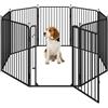 Yaheetech Recinto per Cani 8 Pannelli 80 cm da Interno da Esterno, Cancelletto Box per Cani Gatti, Cancello Barriera Pieghevole in Metallo per Casa Giardino