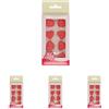 FunCakes Decorazioni di Zucchero Cuore Rosso: pronto per l'uso per la decorazione di torte, perfetto per cupcakes, muffin e altro, certificato senza glutine, set / 8 (Confezione da 4)